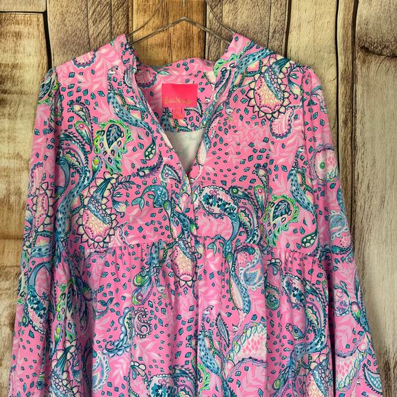 Lilly Pulitzer Dress Winona Stretch Strut Your Stuff Plumeria Pink Medium Beach - Picture 3 of 9